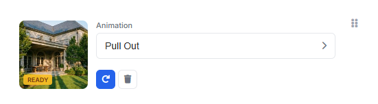 Scene with animation dropdown and Regenerate button